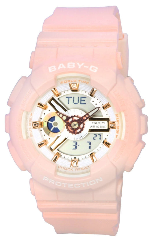 Casio Baby-G Analog Digital Vit Urtavla Quartz BA-110XRG-4A 100M Damklocka
