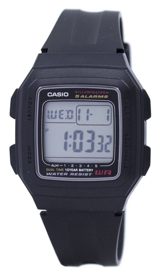 Casio Digital 5 Larm Dual Time Illuminator F-201WA-1ADF F201WA-1ADF Herrklocka