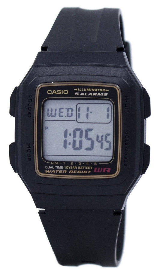Casio Digital 5 Larm Dual Time Illuminator F-201WA-9ADF F201WA-9ADF Herrklocka