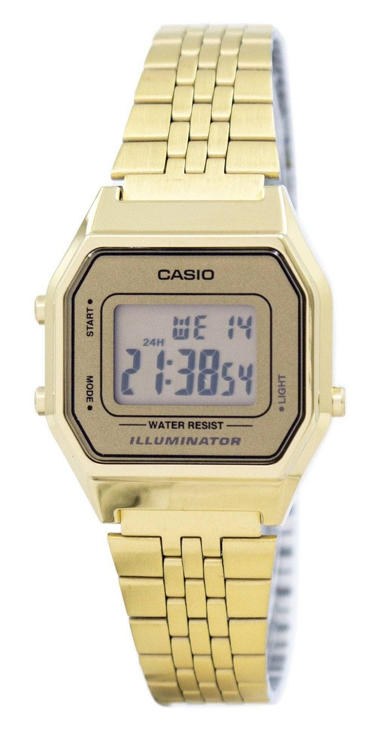 Casio Digital Quartz Rostfritt Stål Illuminator LA680WGA-9DF LA680WGA-9 Damklocka