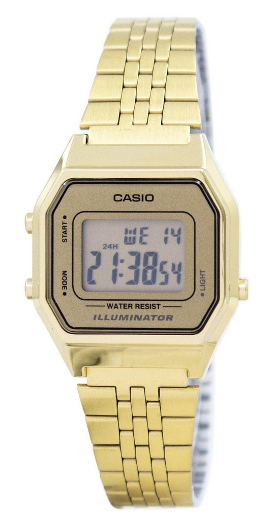 Casio Digital Quartz Rostfritt Stål Illuminator LA680WGA-9DF LA680WGA-9 Damklocka