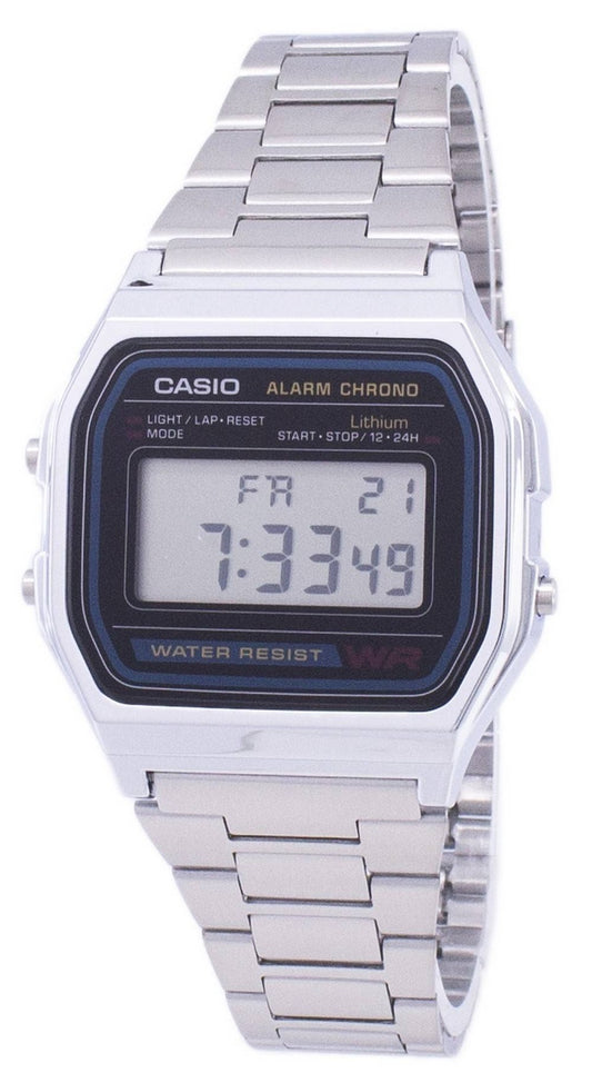 Casio Digital rostfritt stål dagligt larm A158WA-1DF A158WA-1 herrklocka