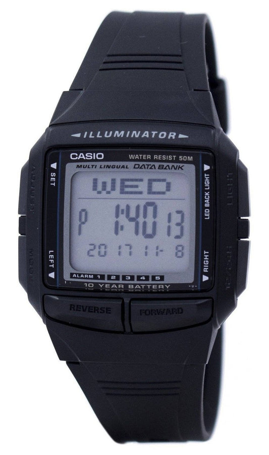 Casio Illuminator Flerspråkig databank Dual Time Digital DB-36-1AV DB36-1AV herrklocka