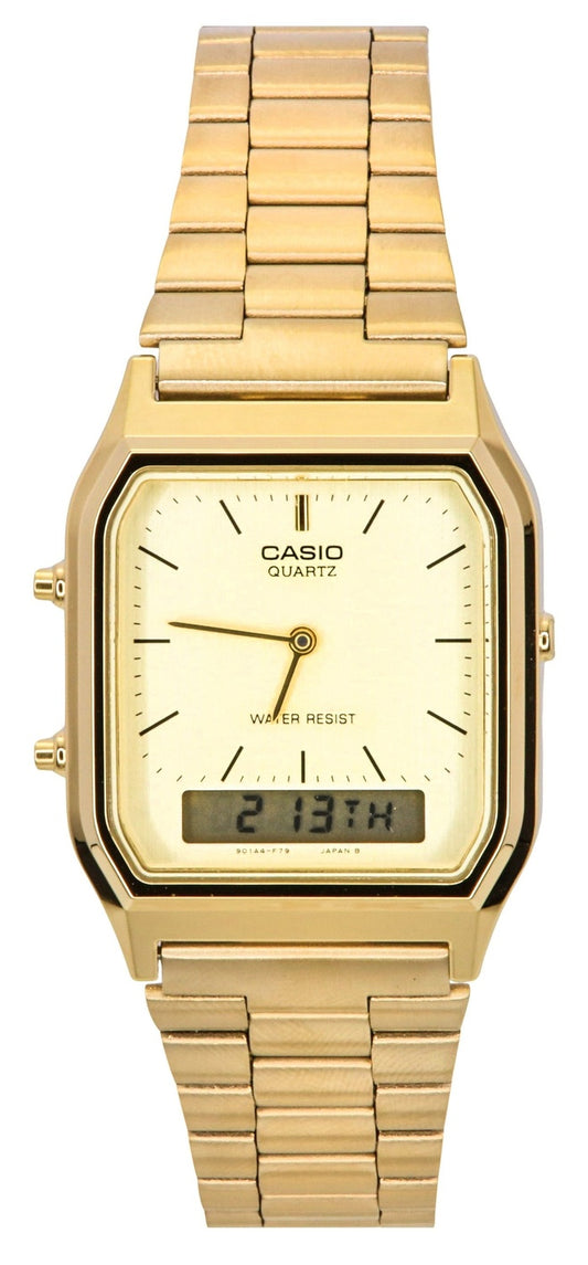 Casio Quartz Analog Digital Gold Tone AQ-230GA-9DMQYES AQ230GA-9DMQYES Herrklocka