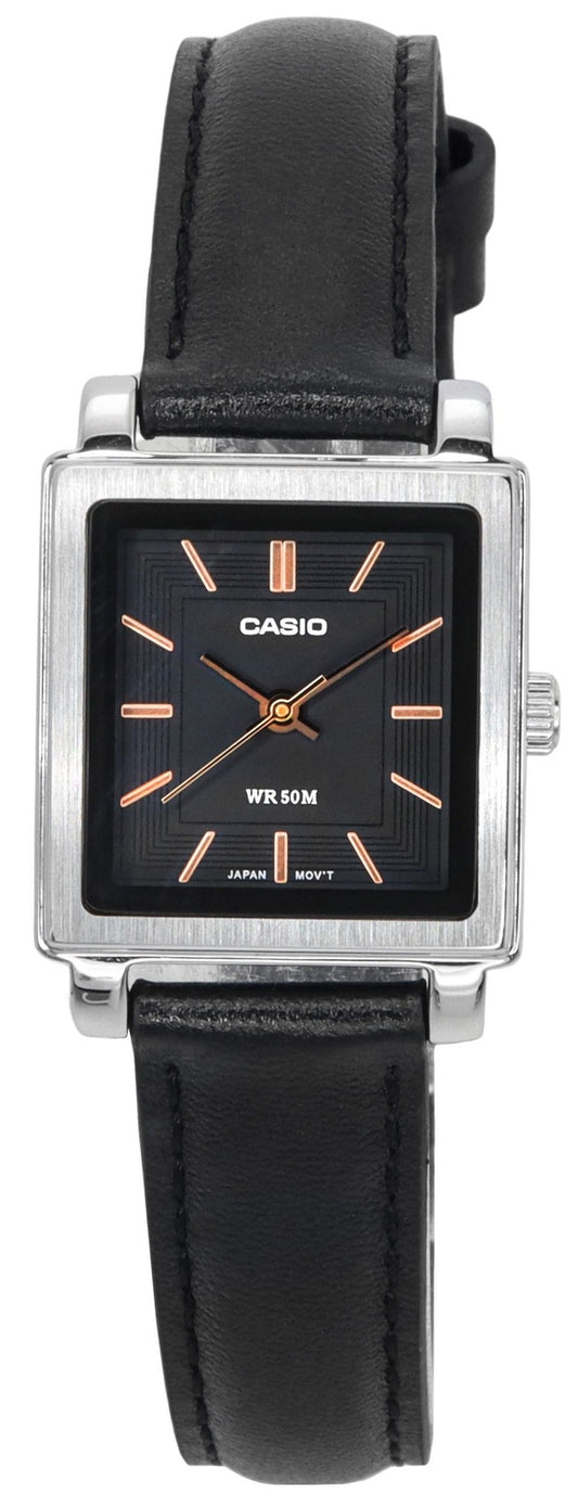 Casio Standard Analog Läderrem Svart Urtavla Quartz LTP-E176L-1A Damklocka