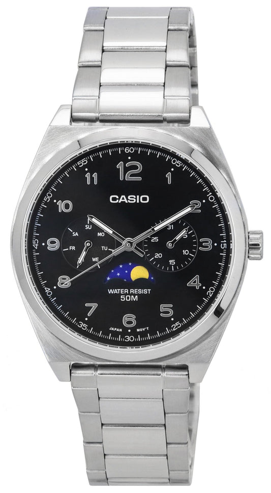 Casio Standard Analog Moon Phase Black Dial Quartz MTP-M300D-1A MTPM300D-1 Herrklocka