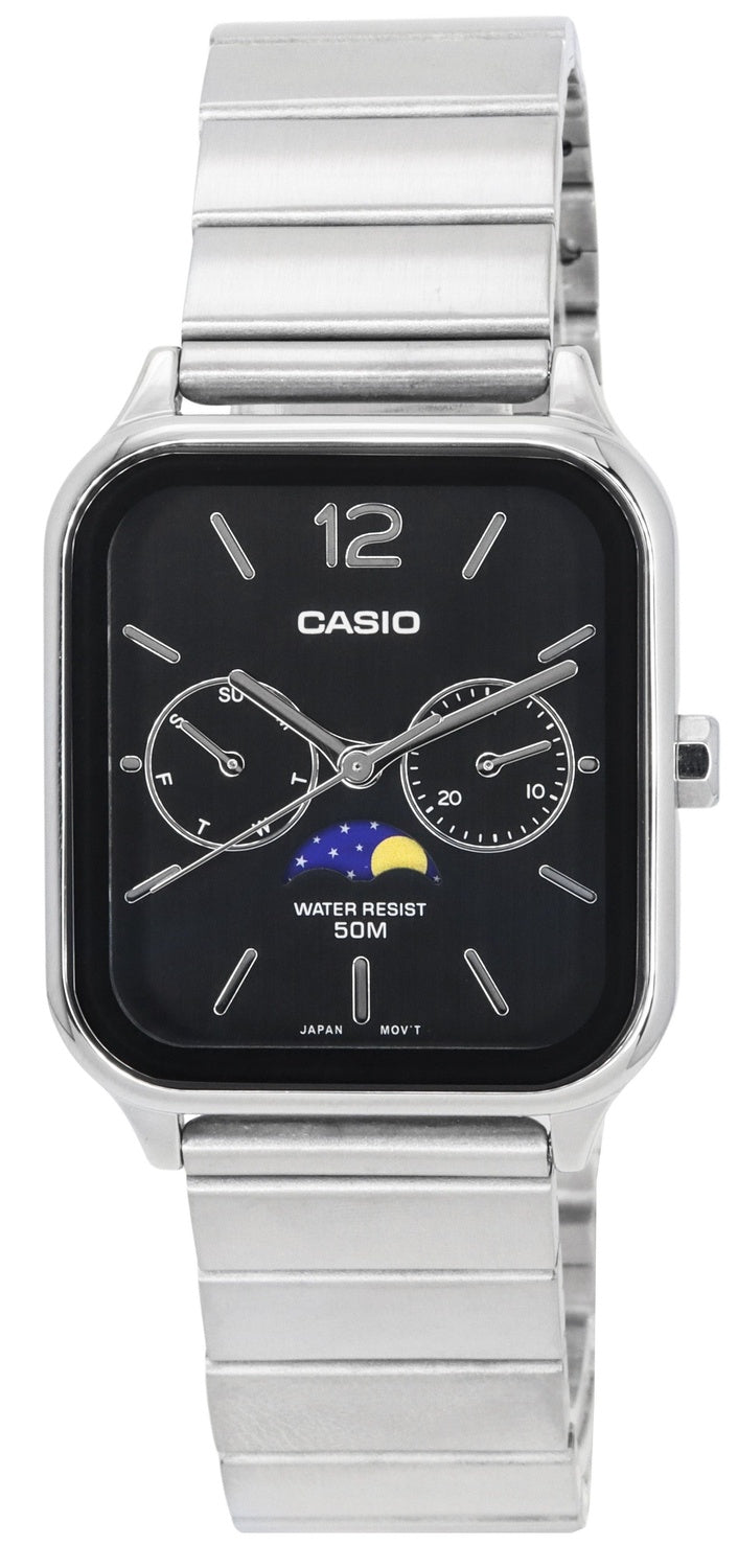 Casio Standard Analog Moon Phase Black Dial Quartz MTP-M305D-1A herrklocka
