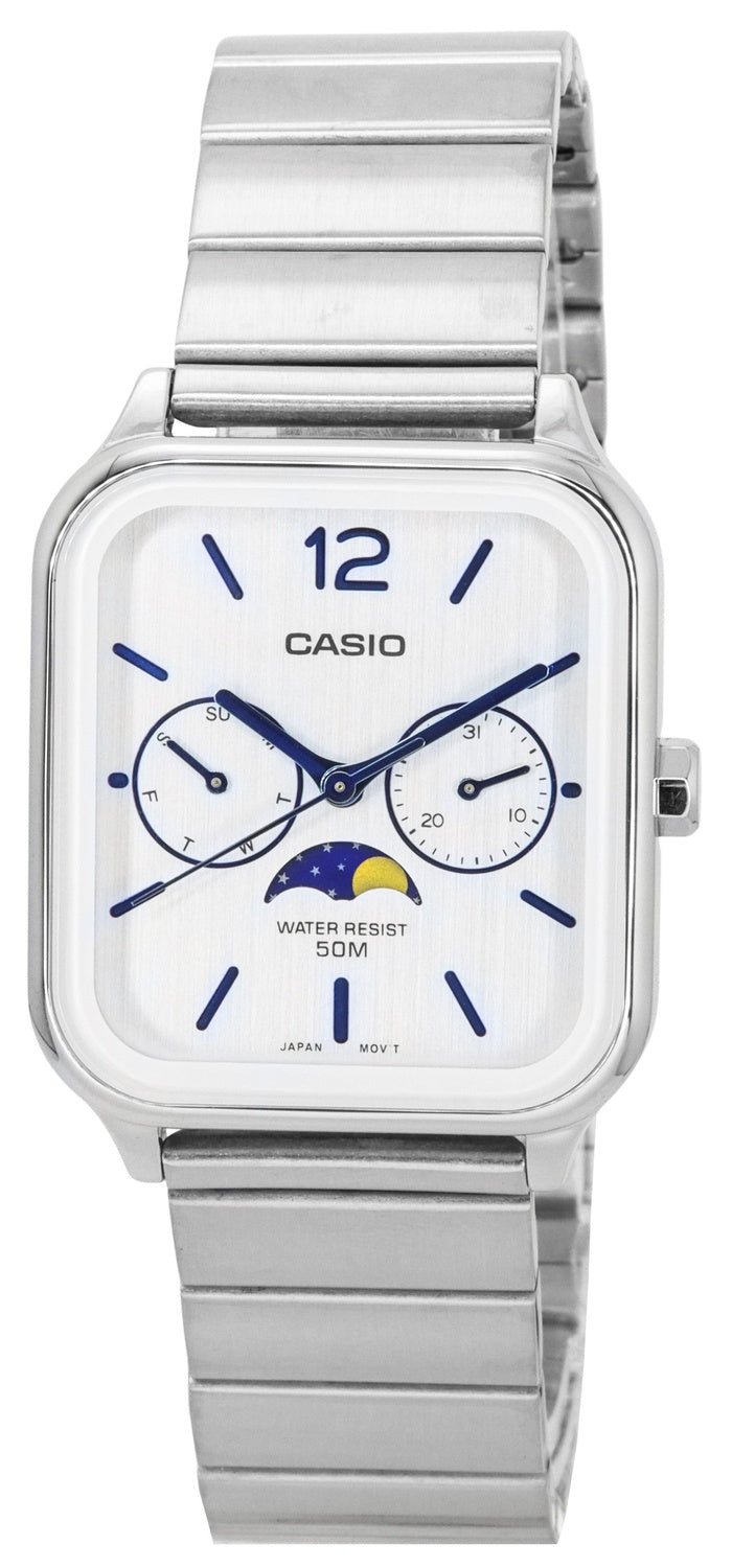 Casio Standard Analog Moon Phase Silver Urtavla Quartz MTP-M305D-7A herrklocka