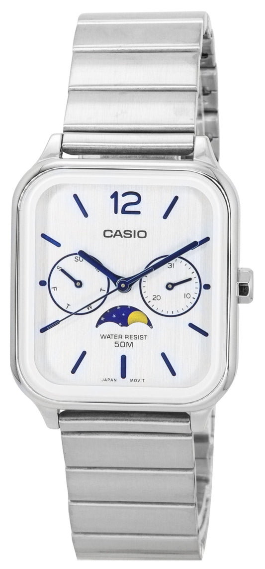 Casio Standard Analog Moon Phase Silver Urtavla Quartz MTP-M305D-7A herrklocka
