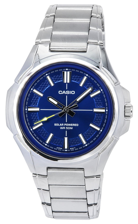 Casio Standard Analog Rostfritt stål Blue Dial Solar MTP-RS100D-2A herrklocka