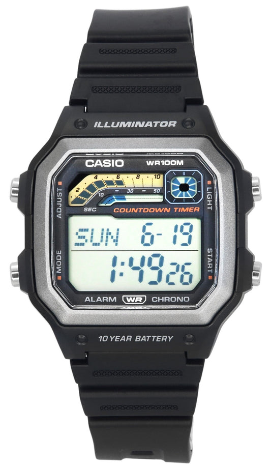 Casio Standard Digital Black Resin Armband Quartz WS-1600H-1A 100M herrklocka