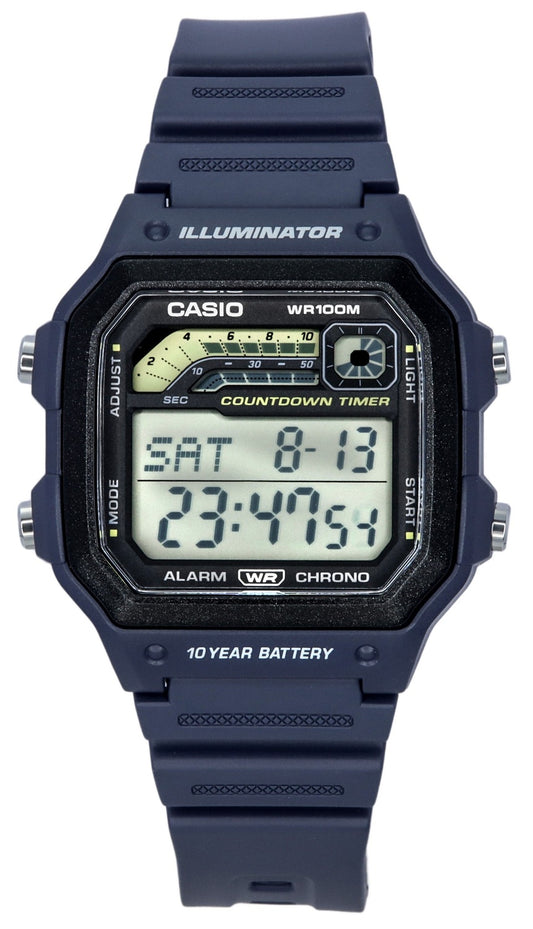 Casio Standard Digital Blue Resin Armband Quartz WS-1600H-2A 100M herrklocka