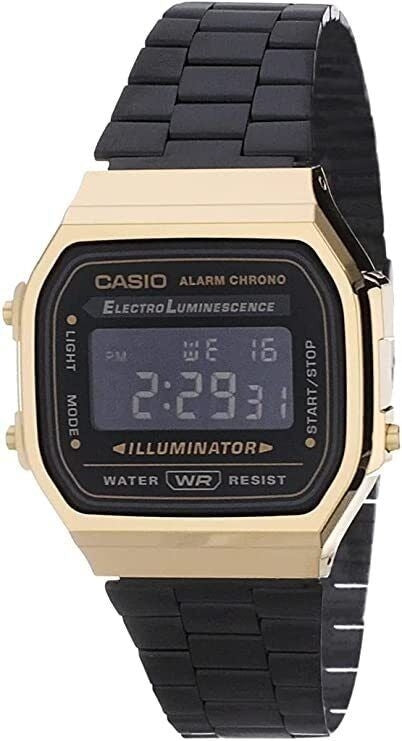 Casio Vintage Chronograph Alarm Digital A168WEGB-1B unisexklocka