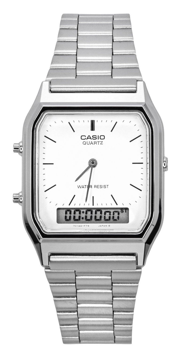 Casio Vintage Dual Time Alarm Quartz Analog Digital AQ-230A-7DMQ AQ230A-7DMQ Unisexklocka