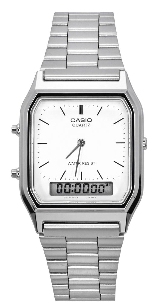 Casio Vintage Dual Time Alarm Quartz Analog Digital AQ-230A-7DMQ AQ230A-7DMQ Unisexklocka