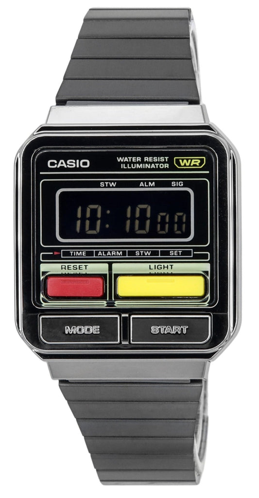 Casio Vintage digitalt armband i rostfritt stål Quartz A120WEGG-1B unisexklocka