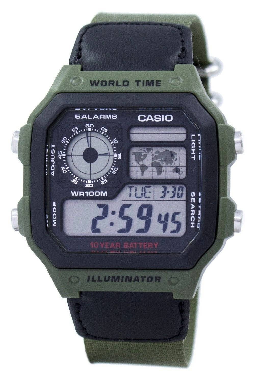 Casio World Time Alarm Digital AE-1200WHB-3BV AE1200WHB-3BV herrklocka