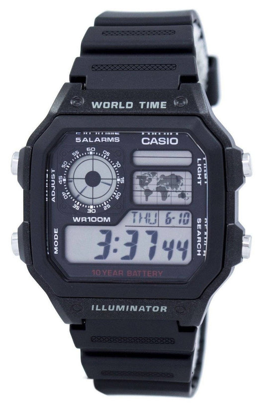 Casio Youth Illuminator World Time Alarm AE-1200WH-1AV AE1200WH-1AV herrklocka