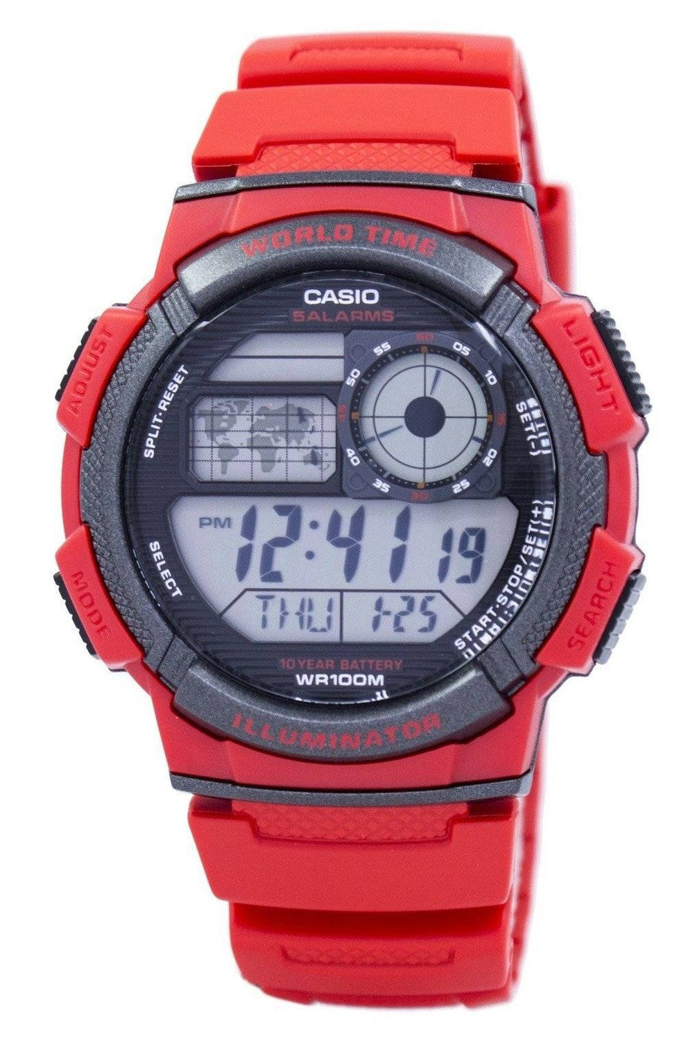 Casio Youth World Time Alarm Världskarta AE-1000W-4AV AE1000W-4AV herrklocka