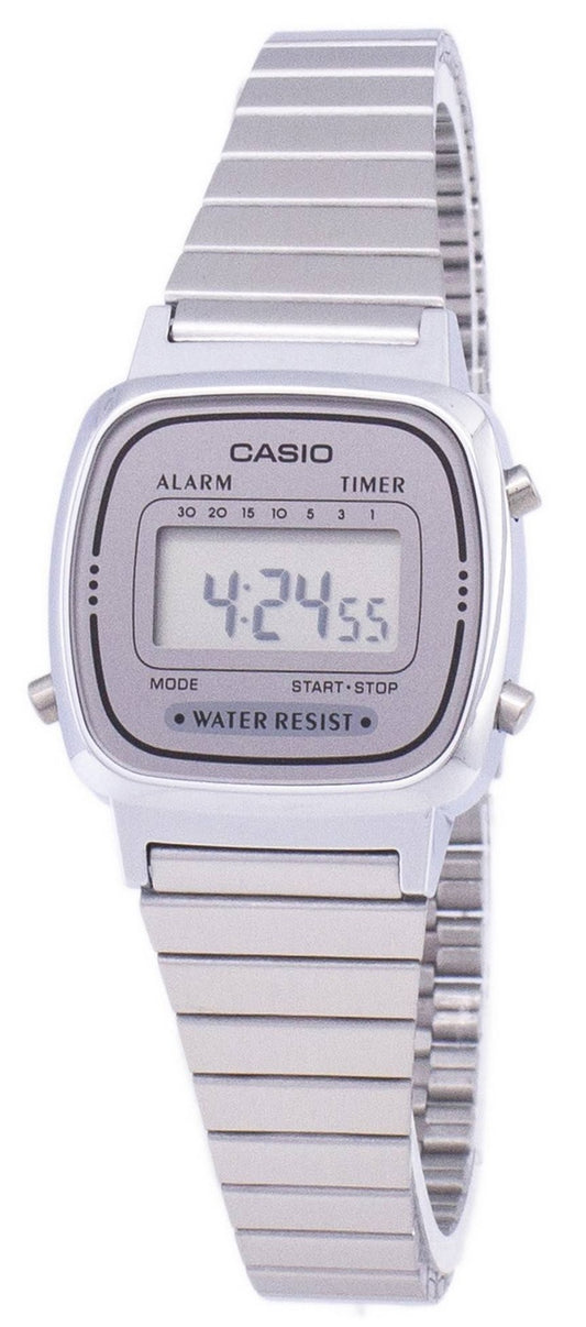Casio digital larmtimer i rostfritt stål LA670WA-7DF LA670WA-7 damklocka