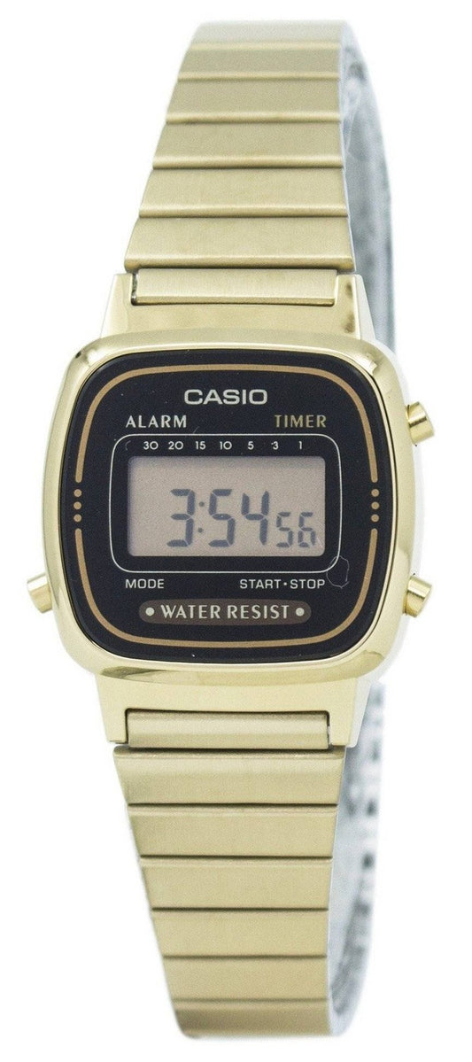 Casio digital larmtimer i rostfritt stål LA670WGA-1DF LA670WGA-1 damklocka