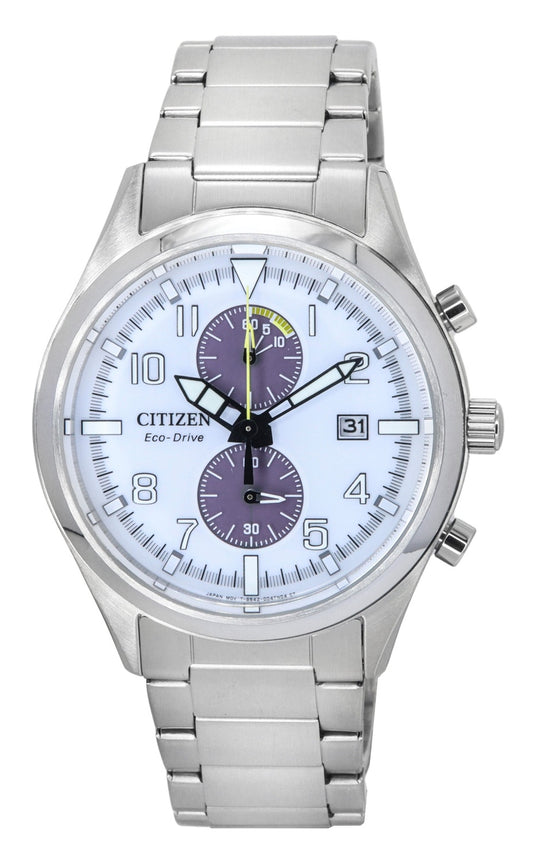 Citizen Classic Eco-Drive kronograf rostfritt stål vit urtavla CA7028-81A 100M herrklocka