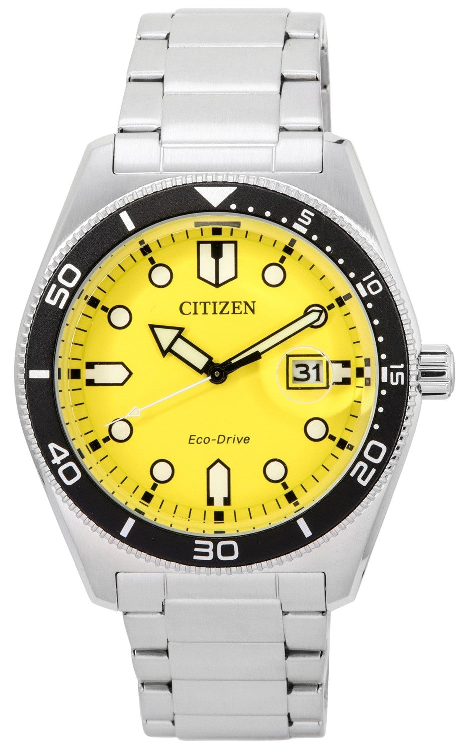 Citizen Sport Eco-Drive rostfritt stål gul urtavla AW1760-81Z 100M herrklocka