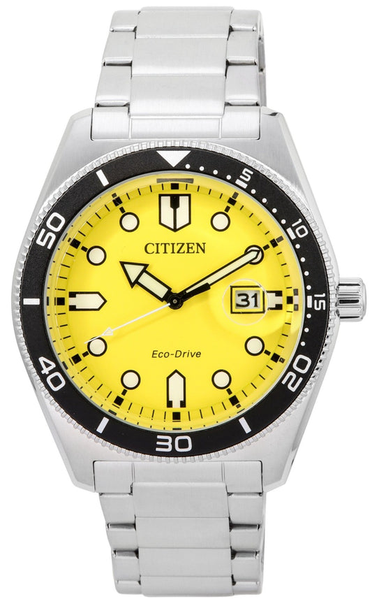 Citizen Sport Eco-Drive rostfritt stål gul urtavla AW1760-81Z 100M herrklocka