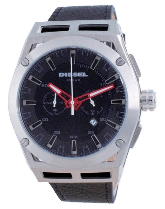 Diesel Tidsram Kronograf Läder Quartz DZ4543 100M herrklocka