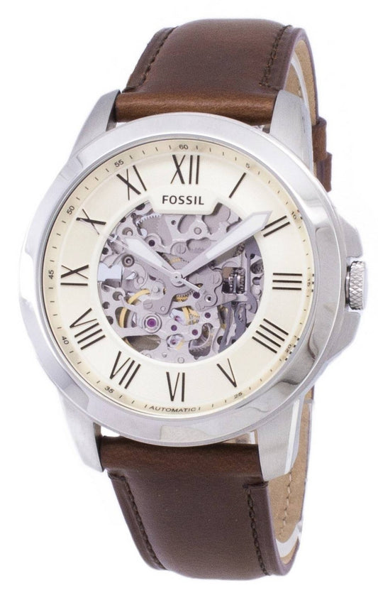 Fossil Grant Automatisk Beige Skeleton Dial ME3099 Herrklocka