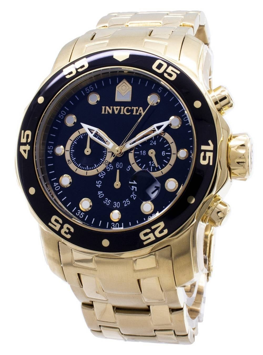 Invicta Pro-Diver Chronograph Gold Tone 200M 0072 herrklocka