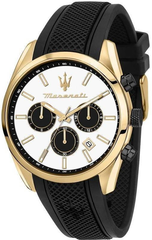Maserati Attrazione Chronograph Silikonrem White Dial Quartz R8851151001 Herrklocka