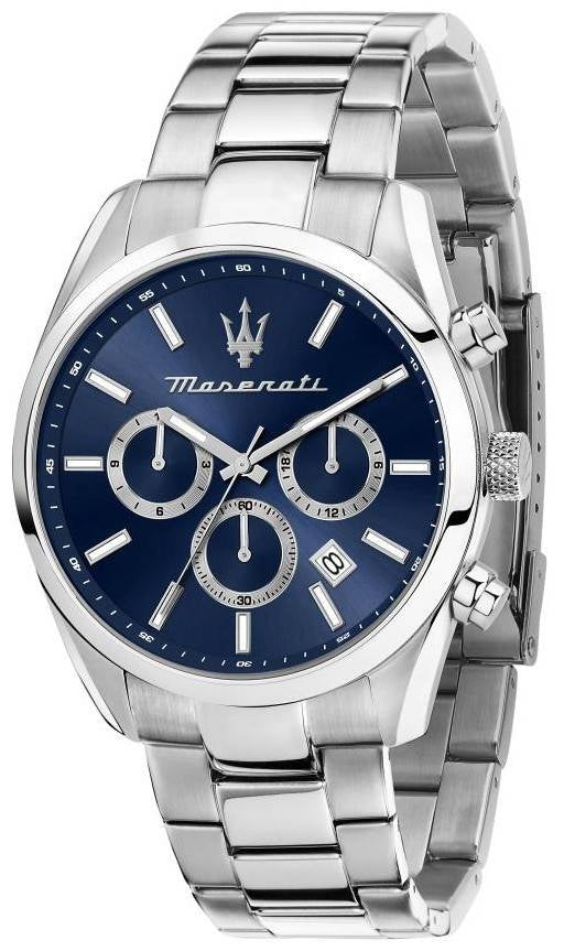Maserati Attrazione Chronograph rostfritt stål Blue Dial Quartz R8853151005 Herrklocka