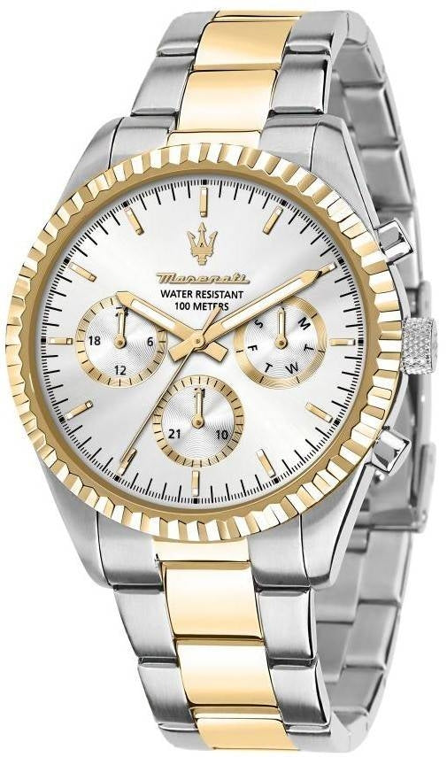 Maserati Competizione Tvåfärgad rostfritt stål Silver multifunktionsurtavla Quartz R8853100021 100M herrklocka