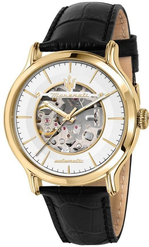 Maserati Epoca Läderrem Svart Urtavla Automatisk R8821118011 100M herrklocka