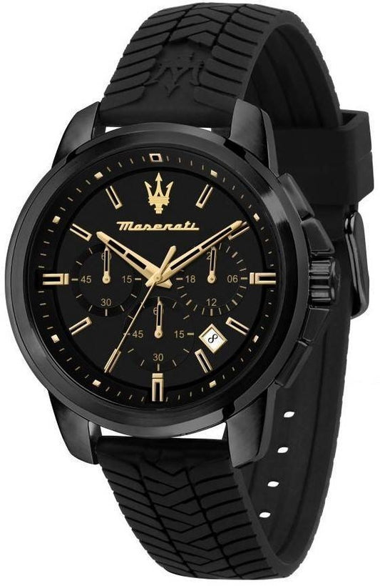 Maserati Successo Chronograph Silikonrem Black Dial Quartz R8871621011 Herrklocka