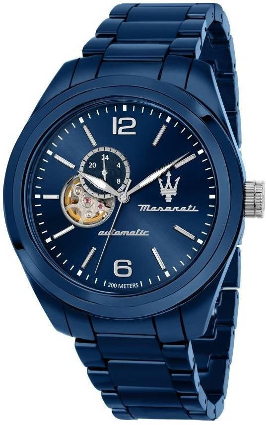 Maserati Traguardo Ceramic Open Heart Blue Dial Automatic Diver's R8823150002 200M herrklocka