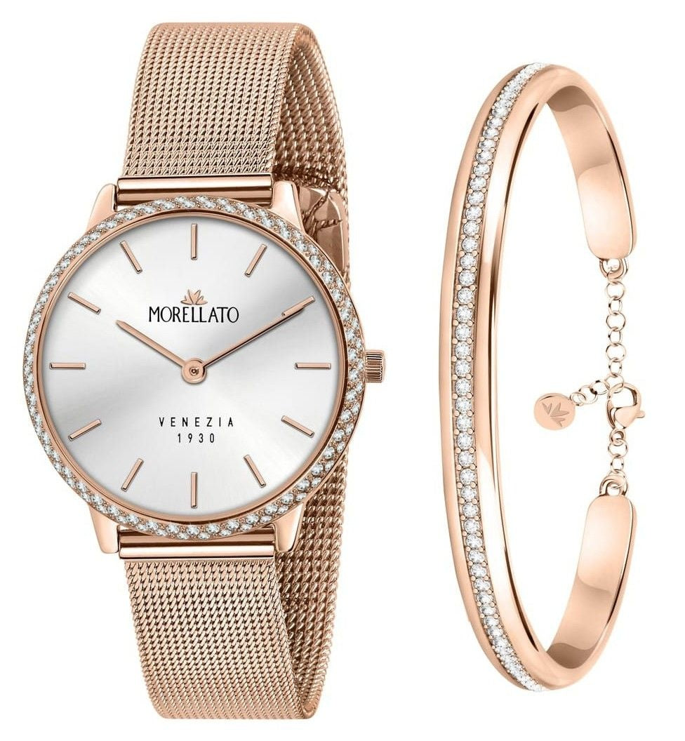 Morellato 1930 Just Time Rose Gold Silver Urtavla Quartz R0153161504 Damklocka med gratis armband