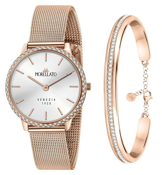 Morellato 1930 Just Time Rose Gold Silver Urtavla Quartz R0153161504 Damklocka med gratis armband