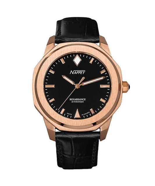 Nappey Renaissance Rose Gold And White Automatisk NY41-BD2M-1B3A 200M unisexklocka