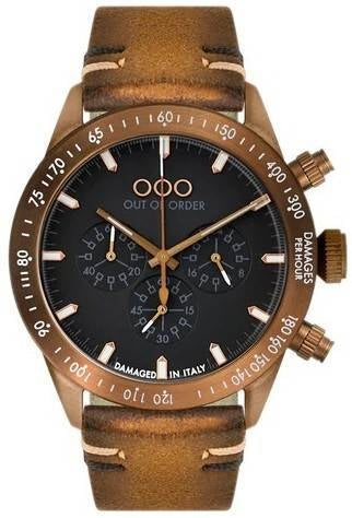 Out of Order Bronzo Chrono Vegan Black Dial Quartz OOO.001-13.MS 100M herrklocka
