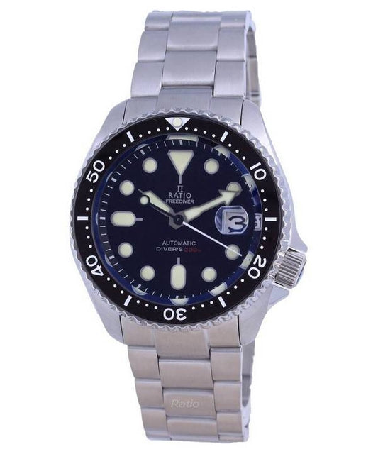 Ratio FreeDiver Black Dial Safir Crystal Rostfritt stål Automatisk RTB200 200M herrklocka