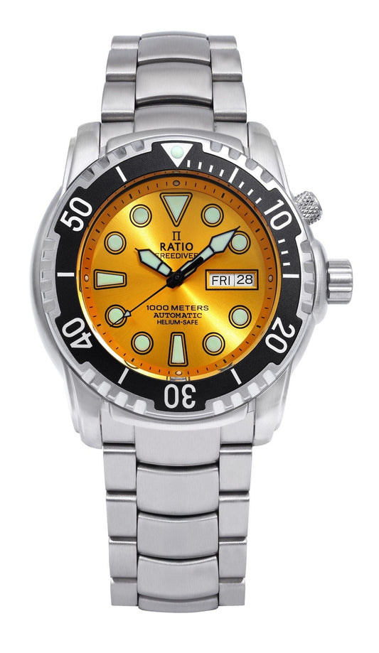 Ratio FreeDiver Helium-Safe 1000M Sapphire Automatic 1068HA96-34VA-YLW herrklocka