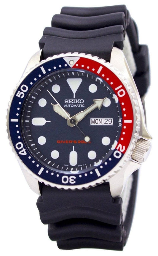 Renoverad Seiko Blue Dial Automatic Diver's SKX009 SKX009K1 SKX009K 200M herrklocka