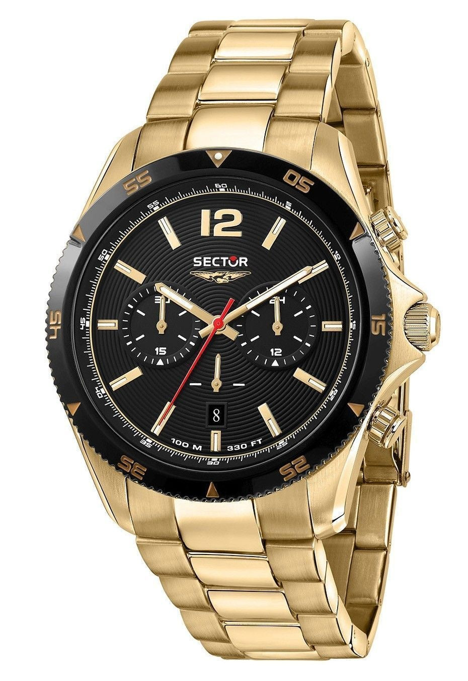 Sector 650 Chronograph Gold Tone Rostfritt Stål Svart Urtavla Quartz R3273631002 100M herrklocka