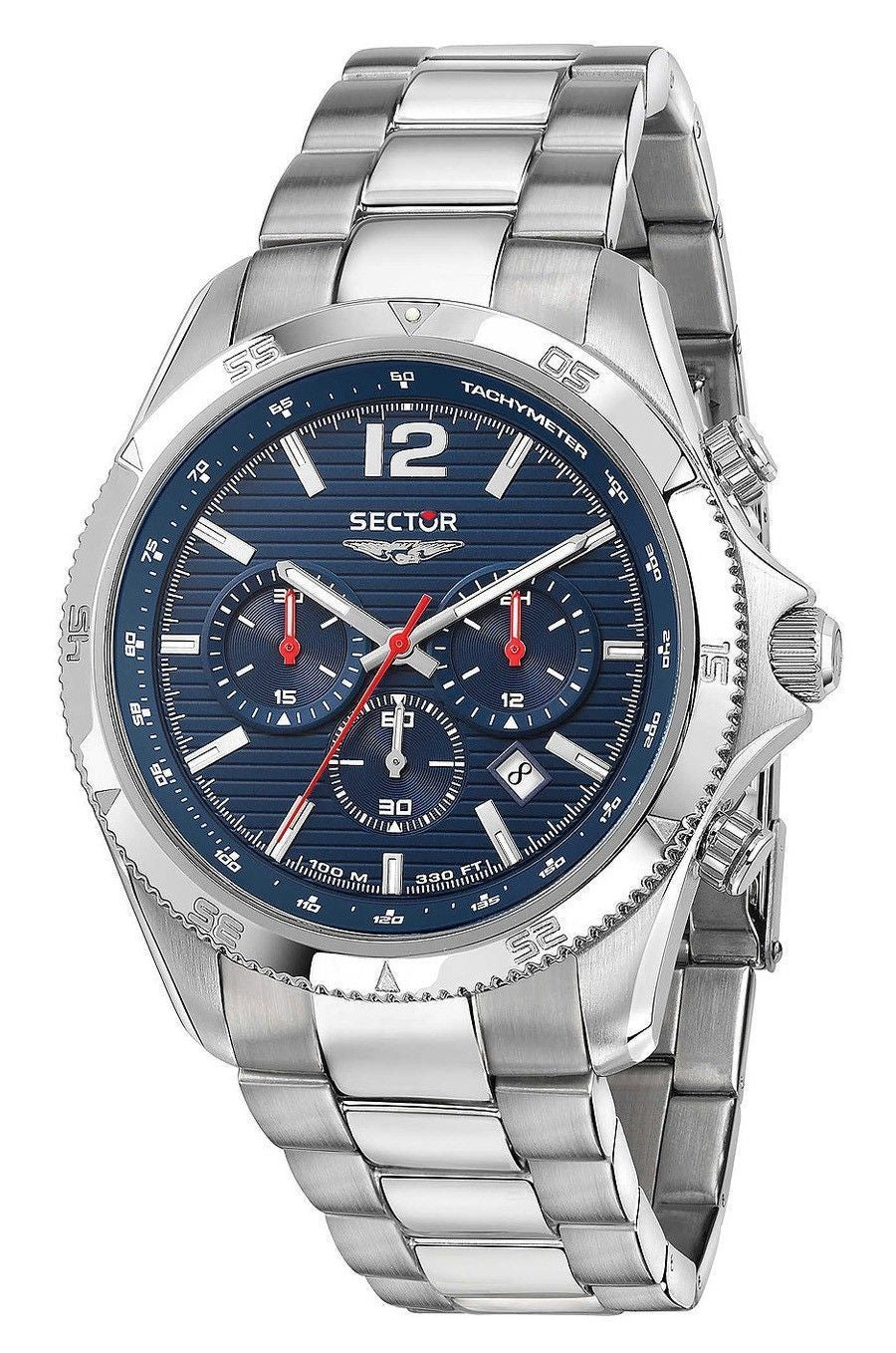 Sector 650 Chronograph rostfritt stål Blue Dial Quartz R3273631003 100M herrklocka