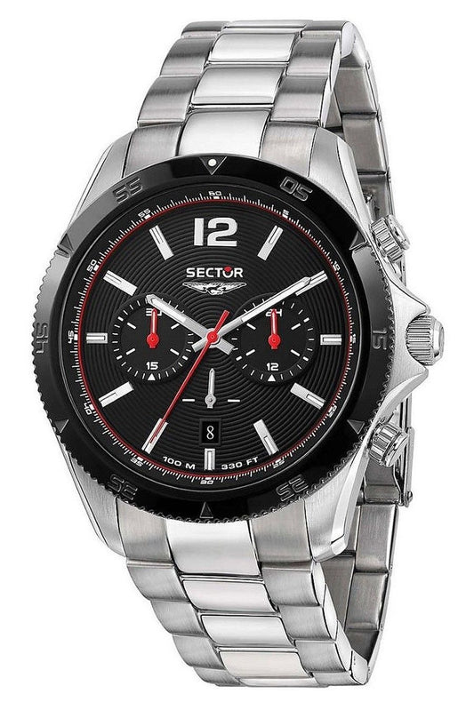 Sector 650 Chronograph rostfritt stål svart urtavla Quartz R3273631004 100M herrklocka
