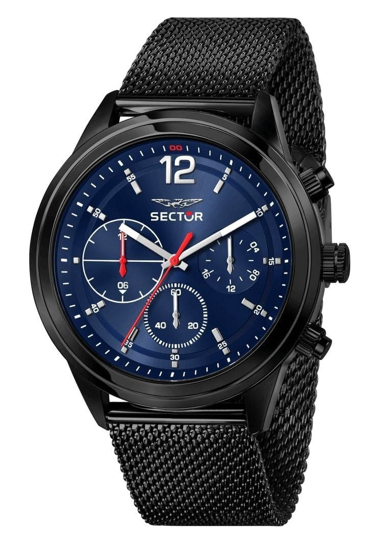 Sector 670 Dual Time Multifunktion rostfritt stål Blue Dial Quartz R3253540008 Herrklocka