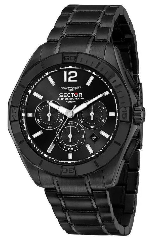 Sector 790 Chronograph Black Dial rostfritt stål Quartz R3273631004 100M herrklocka