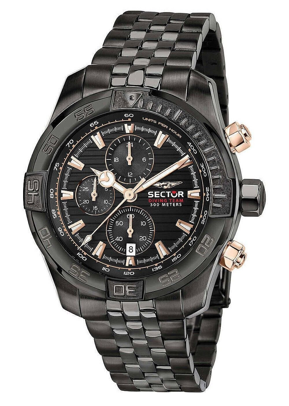 Sector Diving Team Chronograph Black Dial Quartz Diver's R3273635003 300M herrklocka